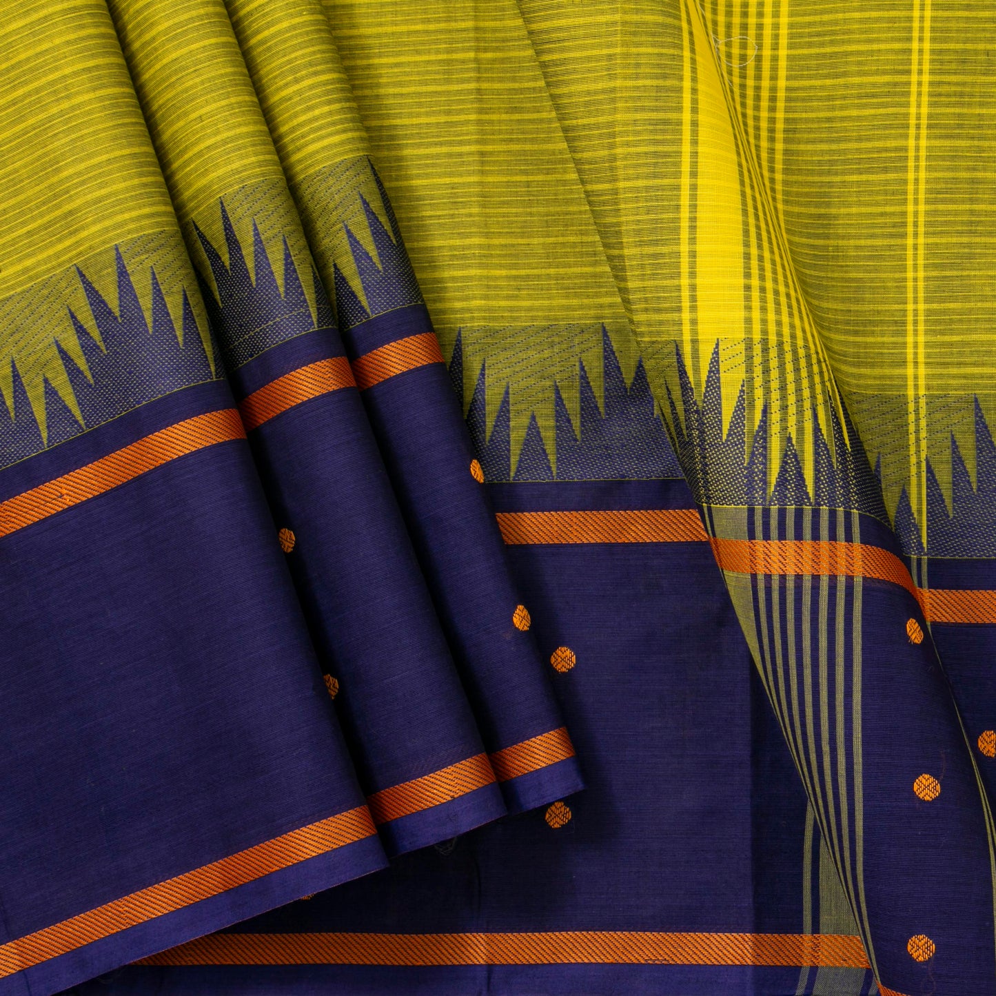 Green Kanchi Cotton Saree Ganga Jamuna Border PV MM KC 200
