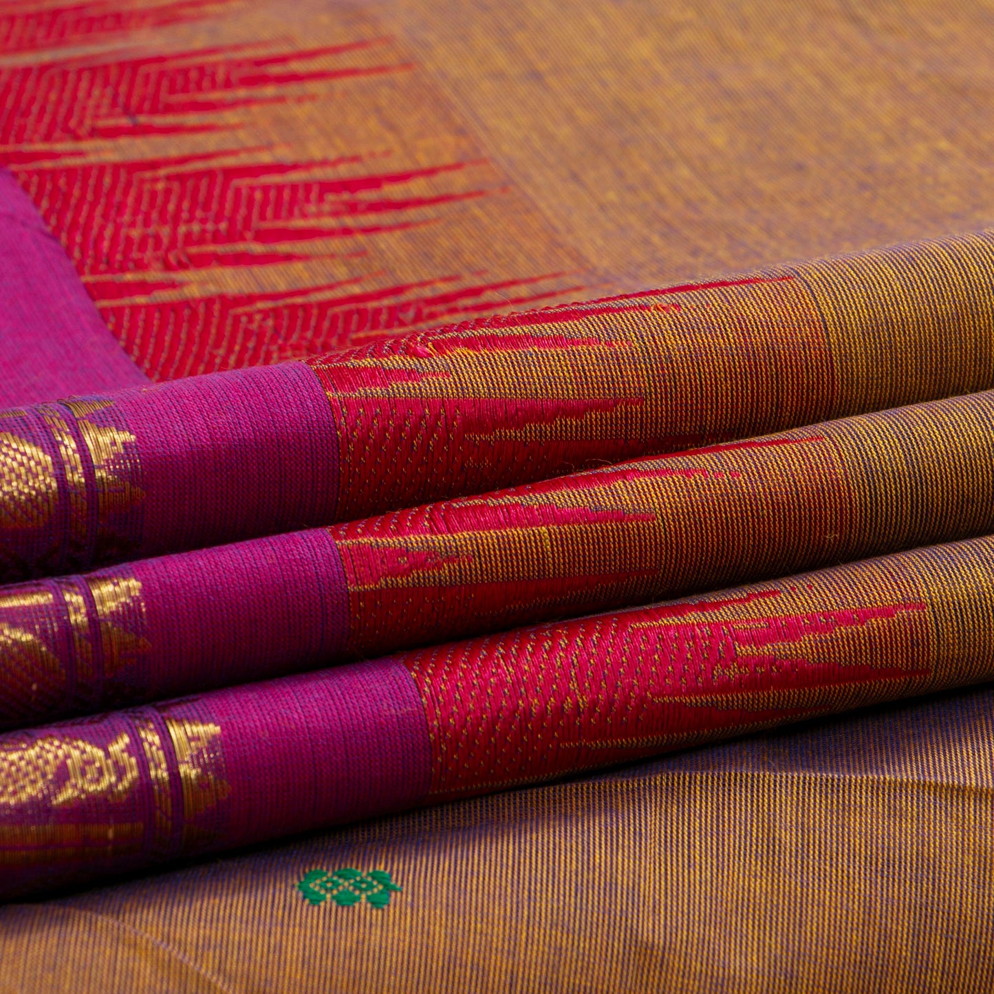 Mustard Kanchi Cotton Saree Ganga Jamuna Border PV MM KC 209