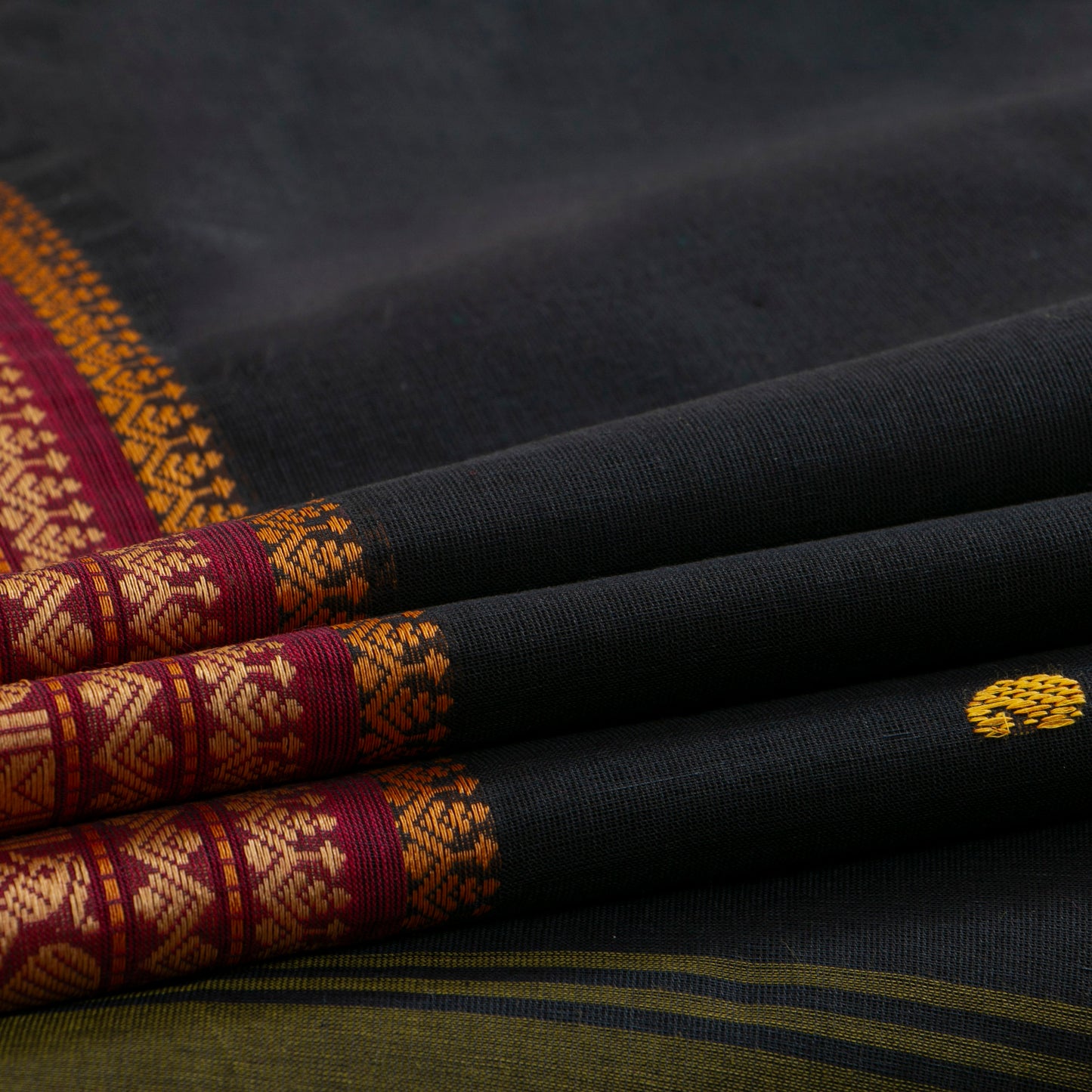 Black And Magenta Kanchi Cotton Saree PV MM KC 172