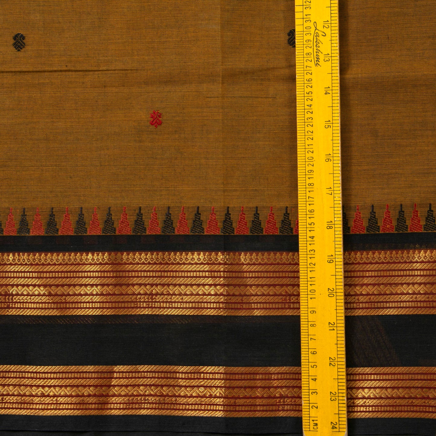 Mustard And Black Kanchi Cotton Saree PV MM KC 210