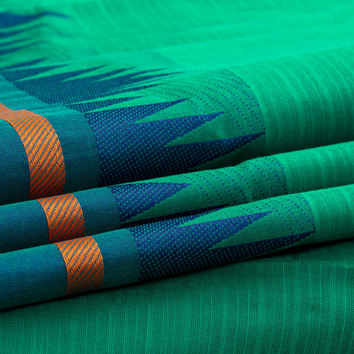 Sea Green Kanchi Cotton Saree Ganga Jamuna Border PV MM KC 197