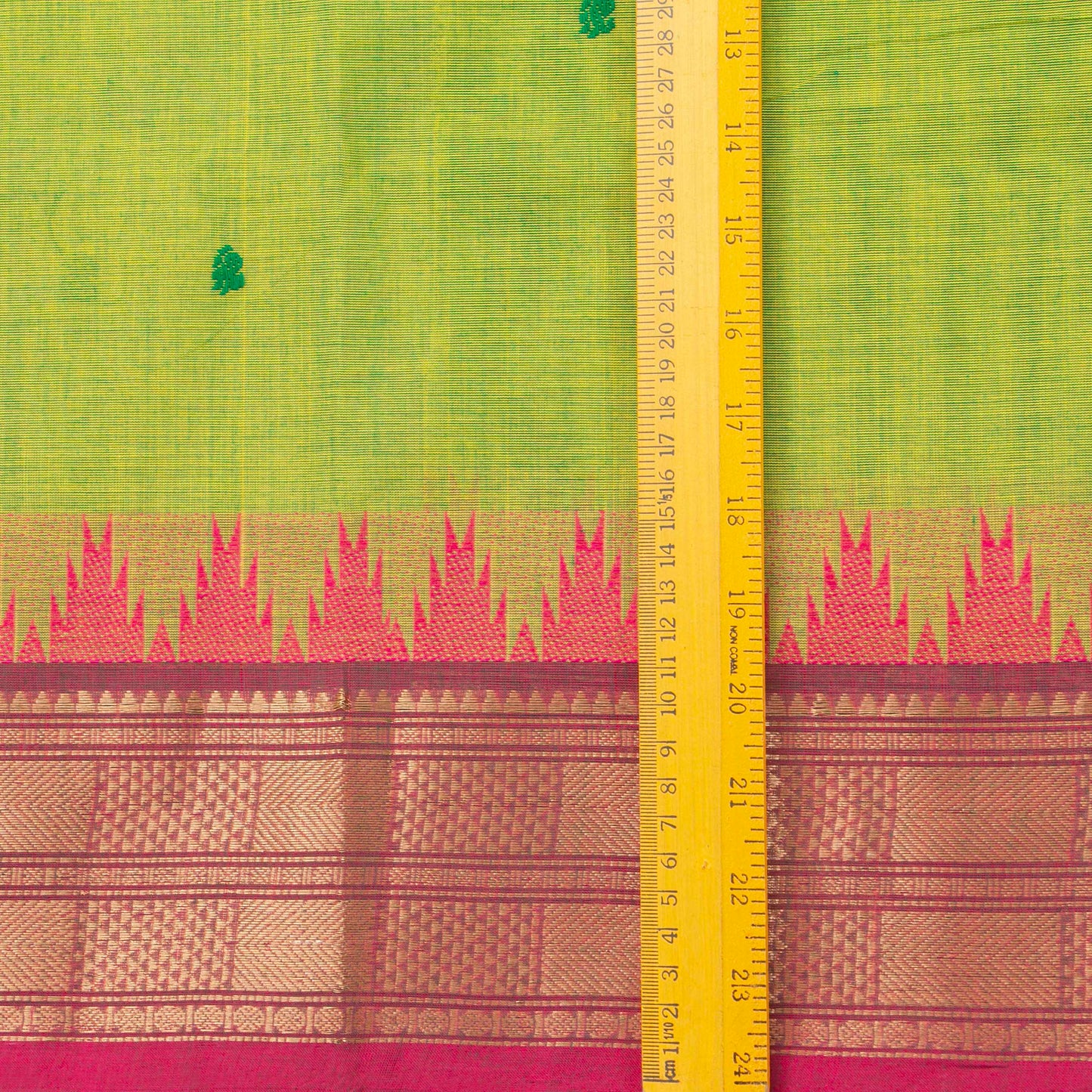 Green Kanchi Cotton Saree Ganga Jamuna Border For Festive Wear PV MM KC 551