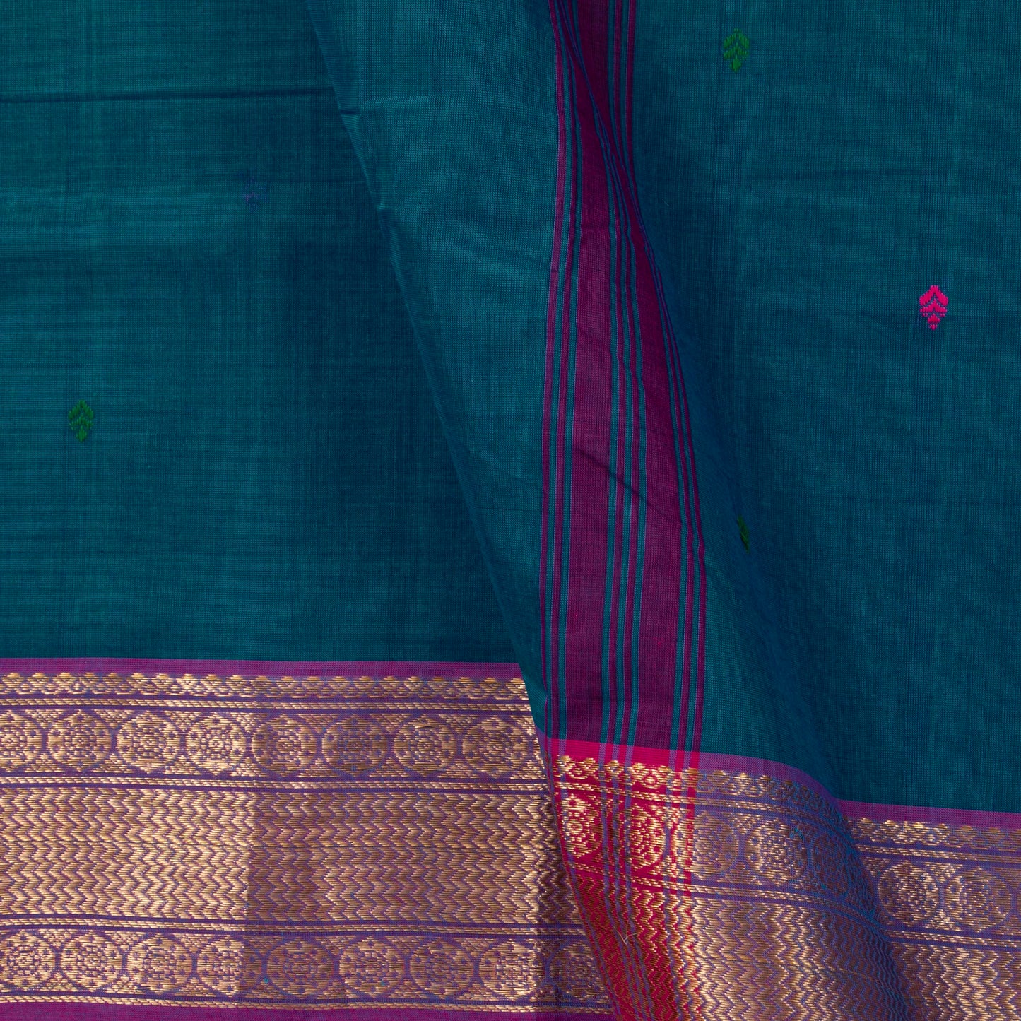 Blue Kanchi Cotton Saree Ganga Jamuna Border PV MM KC 183