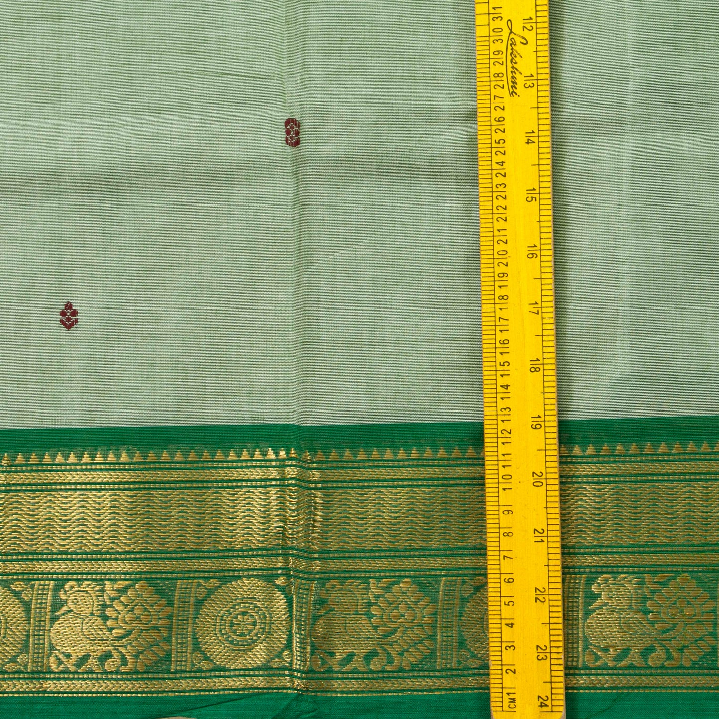 Pastel Greeen Kanchi Cotton Saree Ganga Jamuna Border PV MM KC 189