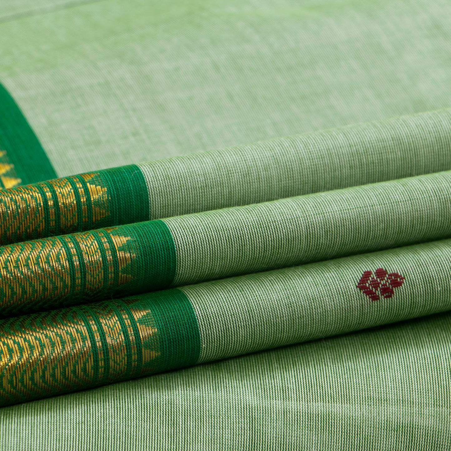Pastel Greeen Kanchi Cotton Saree Ganga Jamuna Border PV MM KC 189