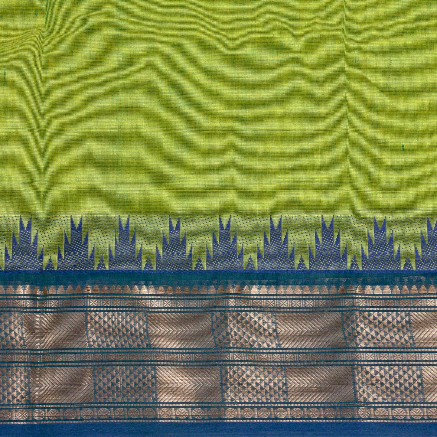 Green Kanchi Cotton Saree Ganga Jamuna Border For Festive Wear PV MM KC 551 - Cotton Saree - Panjavarnam PV MM KC 551
