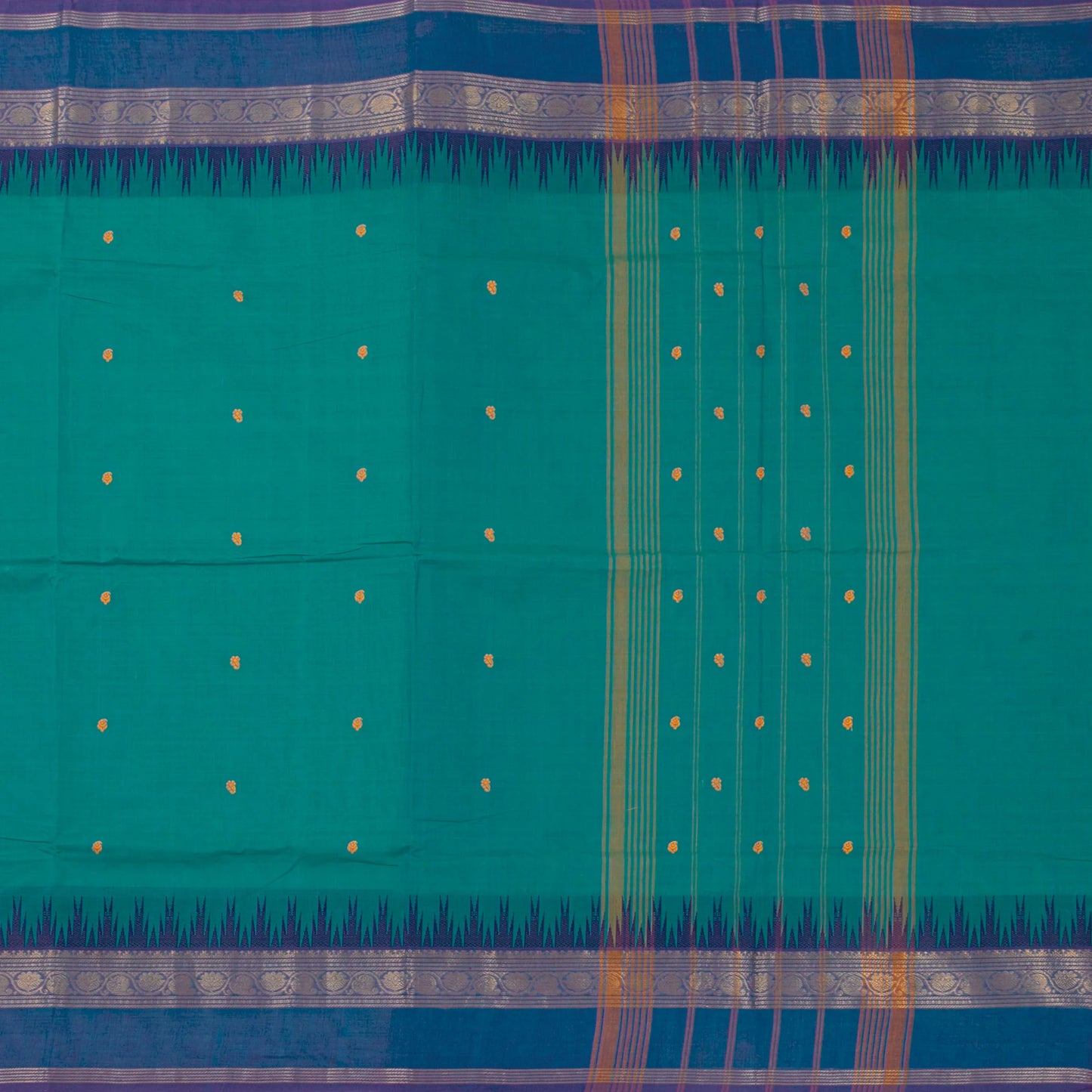 Teal And Blue Kanchi Cotton Saree For Festive Wear PV MM KC 604