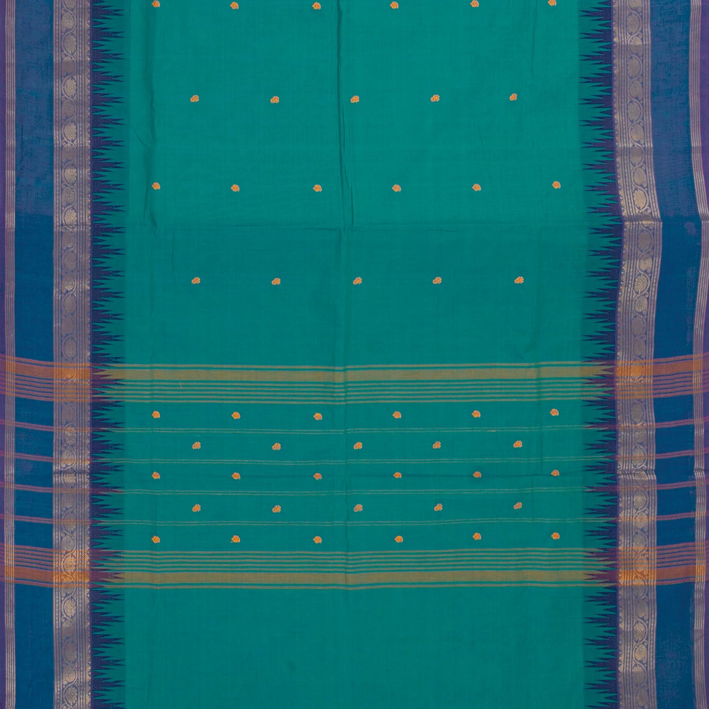Teal And Blue Kanchi Cotton Saree For Festive Wear PV MM KC 604