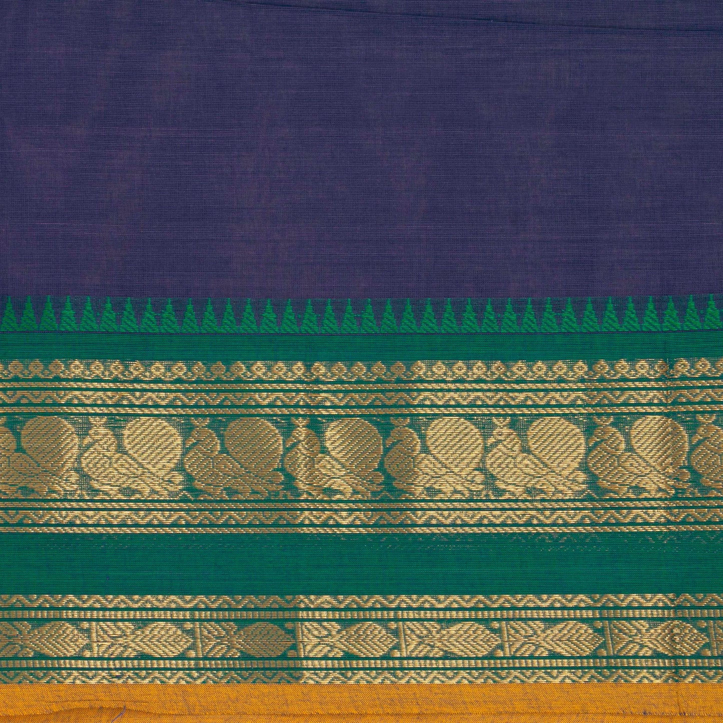 Blue And Green Kanchi Cotton Saree For Festive Wear PV MM KC 516 - Cotton Saree - Panjavarnam PV MM KC 516