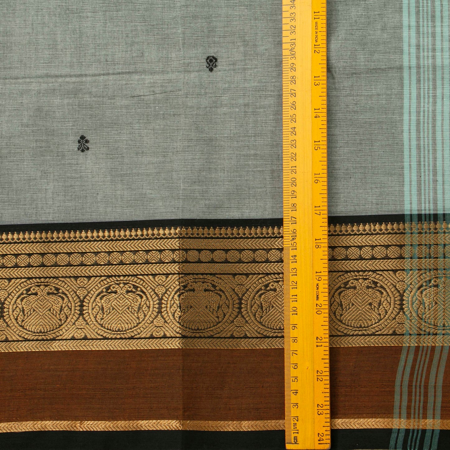 Grey And Brown Kanchi Cotton Saree For Festive Wear PV MM KC 543