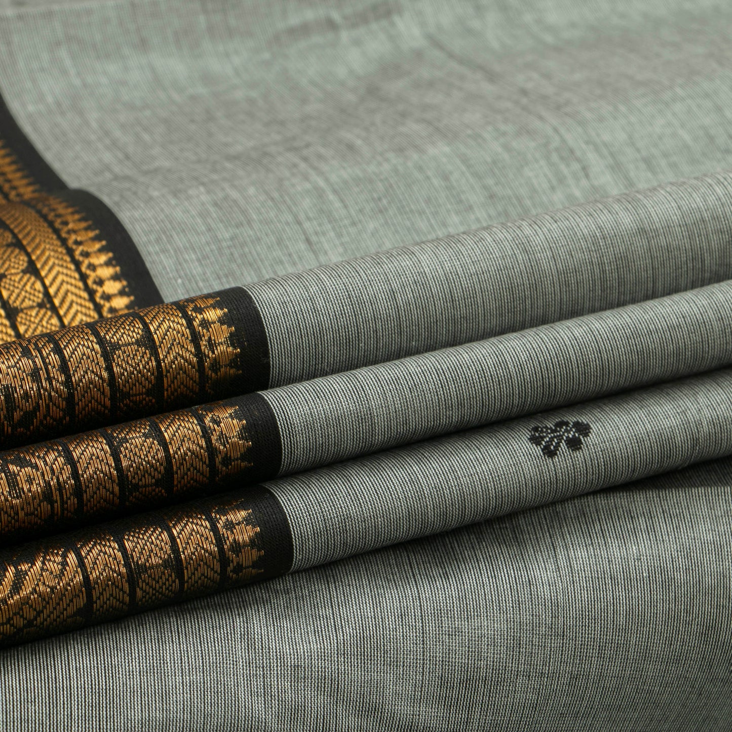 Grey And Brown Kanchi Cotton Saree For Festive Wear PV MM KC 543