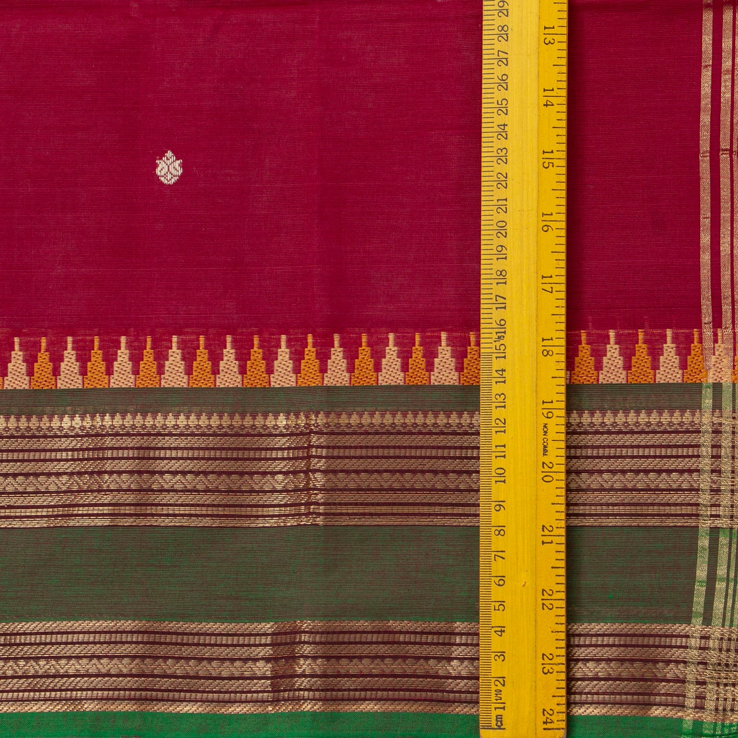 Maroon And Green Kanchi Cotton Saree For Festive Wear PV MM KC 553