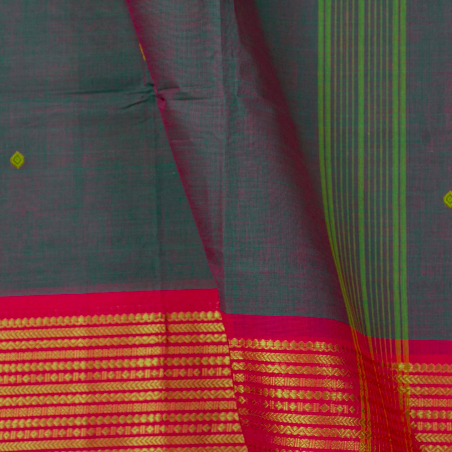 Blue And Pink Kanchi Cotton Saree For Festive Wear PV MM KC 468