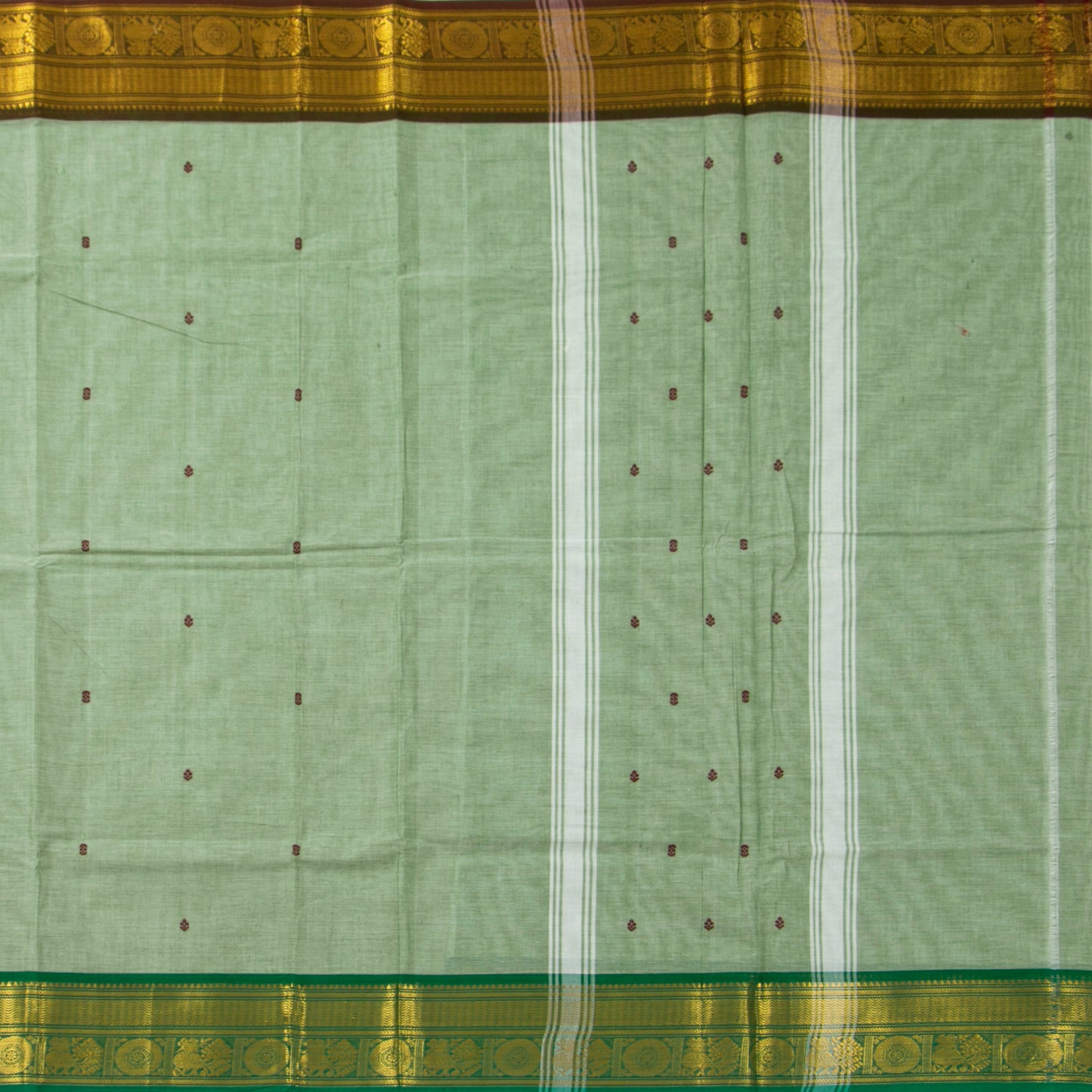 Pastel Greeen Kanchi Cotton Saree Ganga Jamuna Border PV MM KC 189