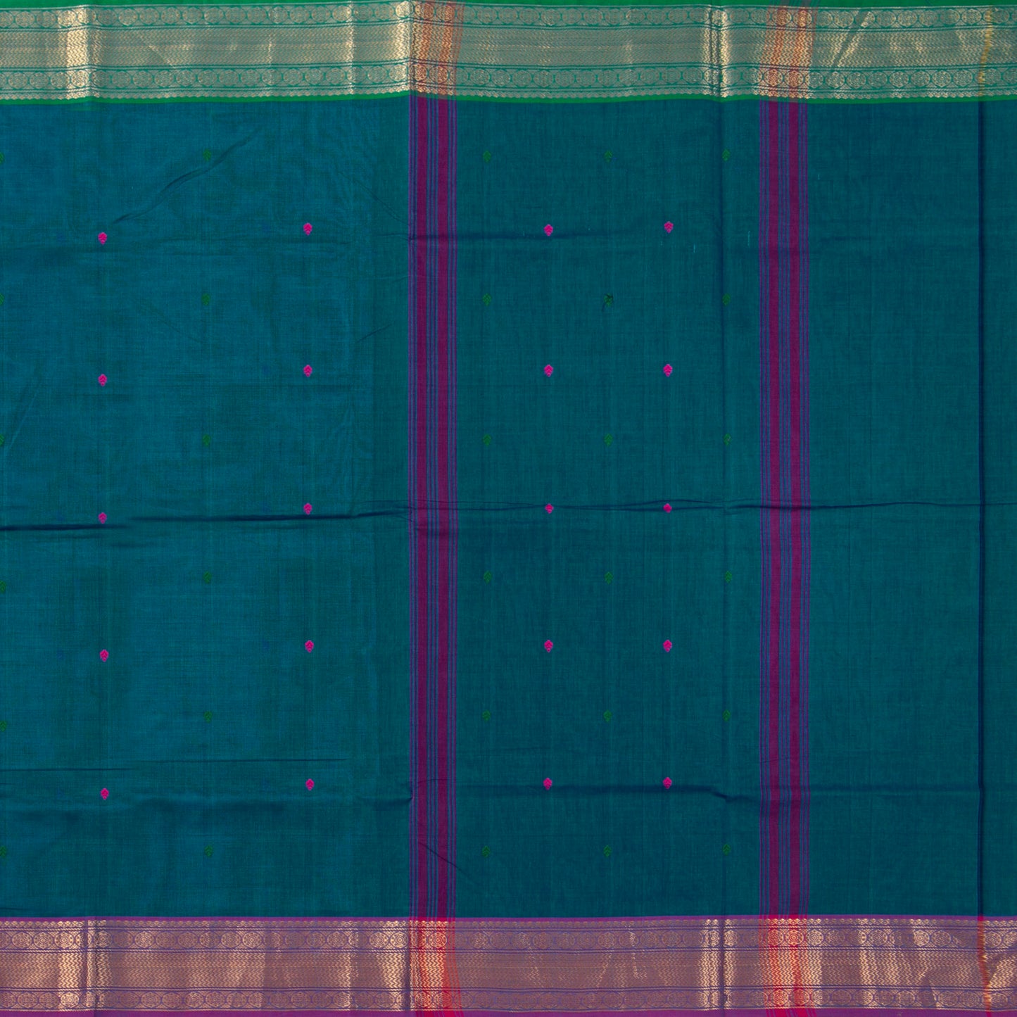 Blue Kanchi Cotton Saree Ganga Jamuna Border PV MM KC 183