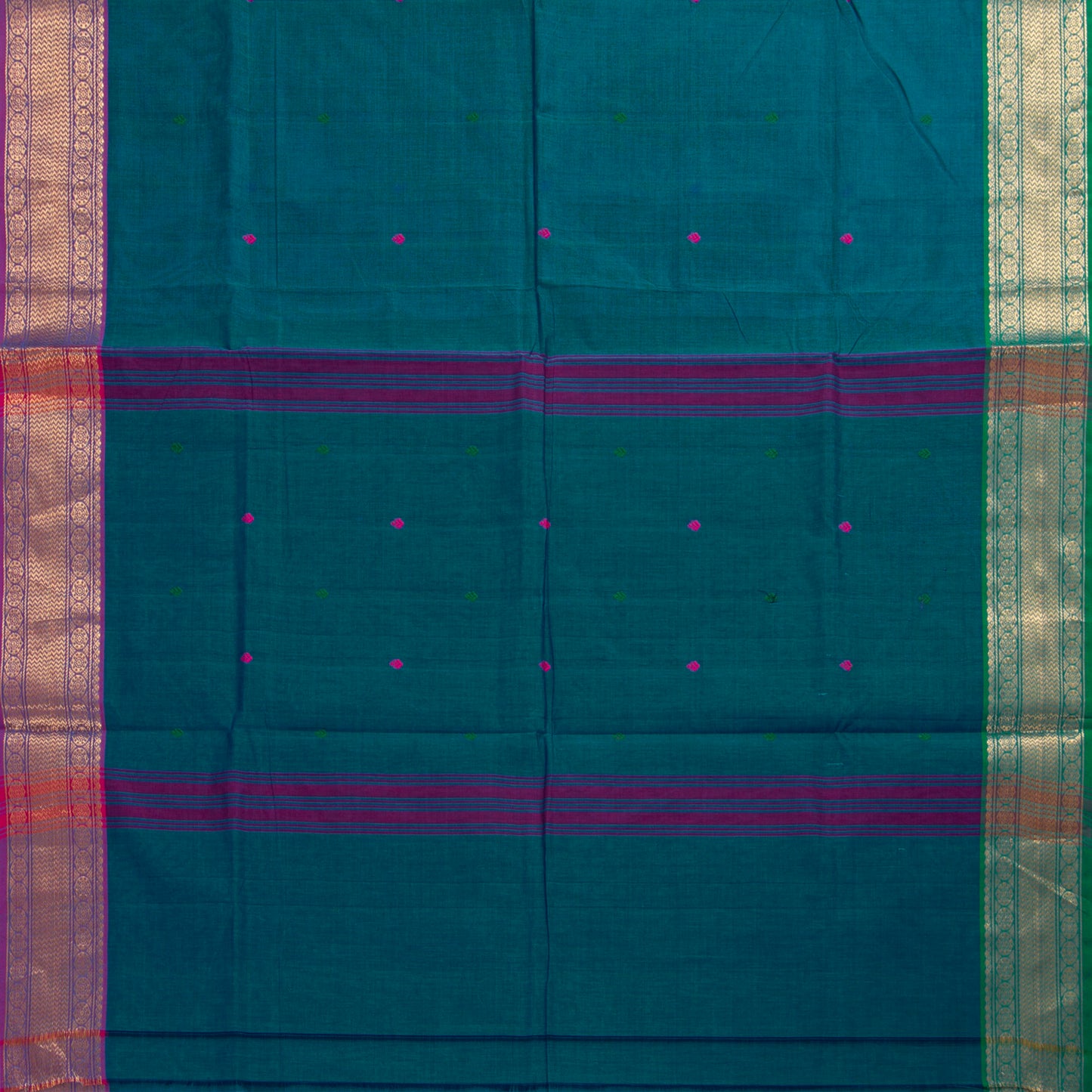 Blue Kanchi Cotton Saree Ganga Jamuna Border PV MM KC 183