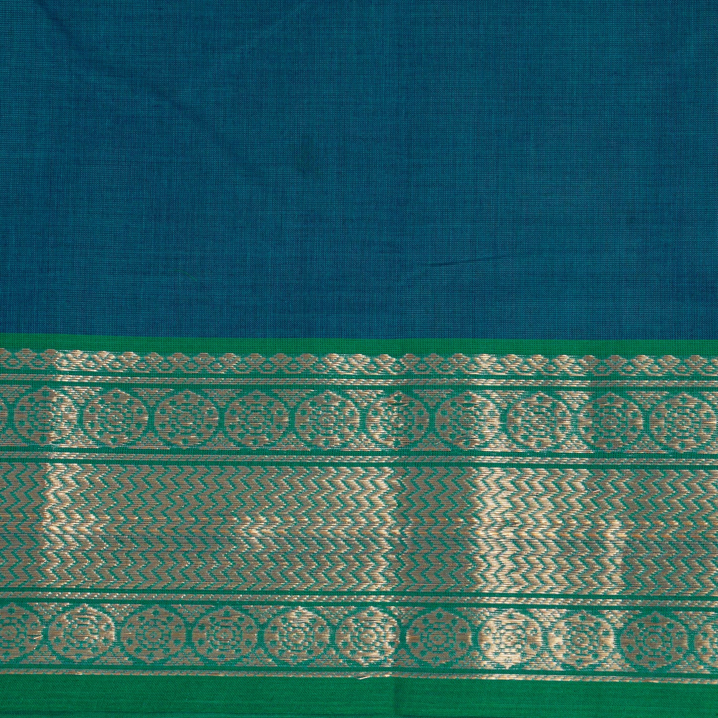Blue Kanchi Cotton Saree Ganga Jamuna Border PV MM KC 183