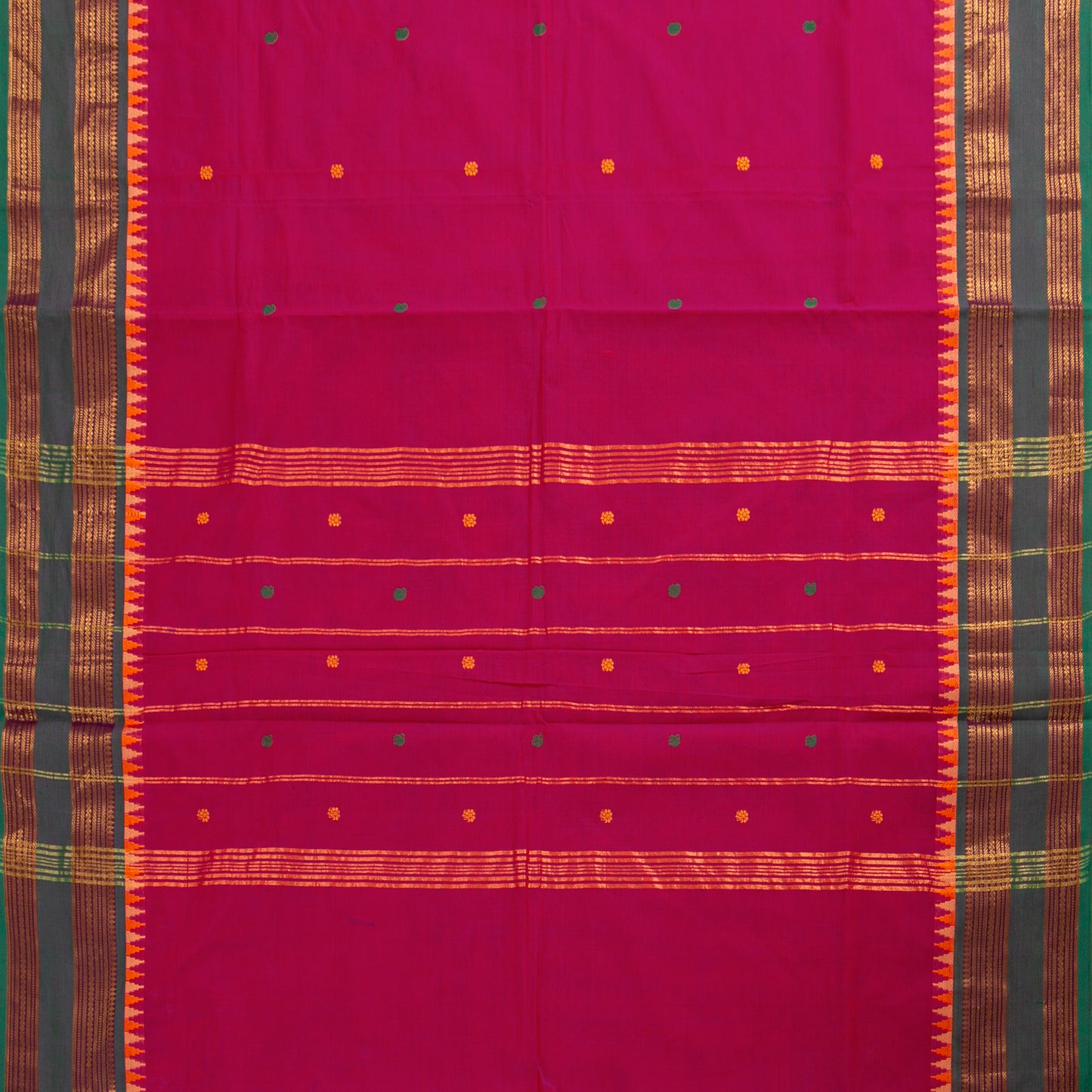 Pink And Green Kanchi Cotton Saree PV MM KC 205