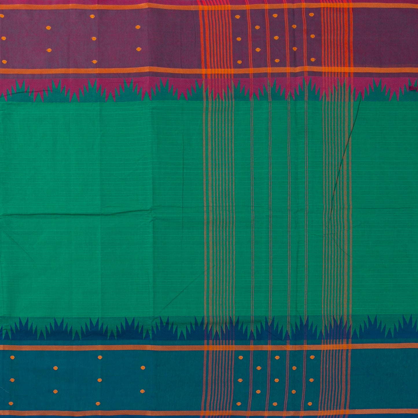 Sea Green Kanchi Cotton Saree Ganga Jamuna Border PV MM KC 197