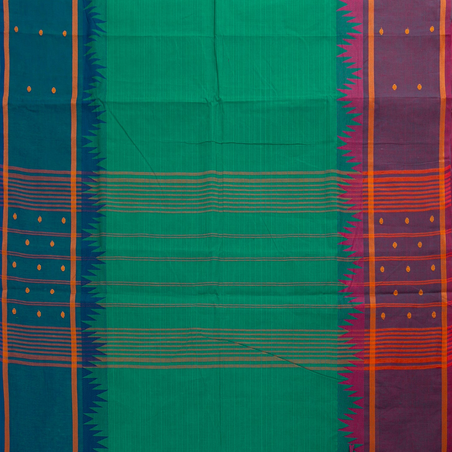 Sea Green Kanchi Cotton Saree Ganga Jamuna Border PV MM KC 197