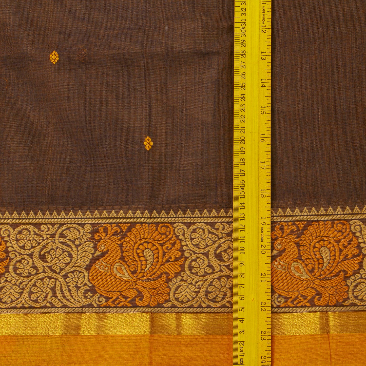 Brown And Mustard Kanchi Cotton Saree For Festive Wear PV MM KC 531