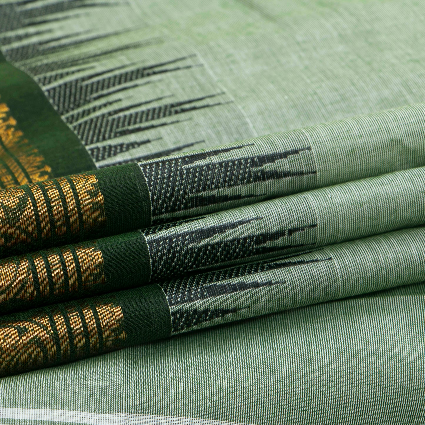 Green Kanchi Cotton Saree For Festive Wear PV MM KC 512