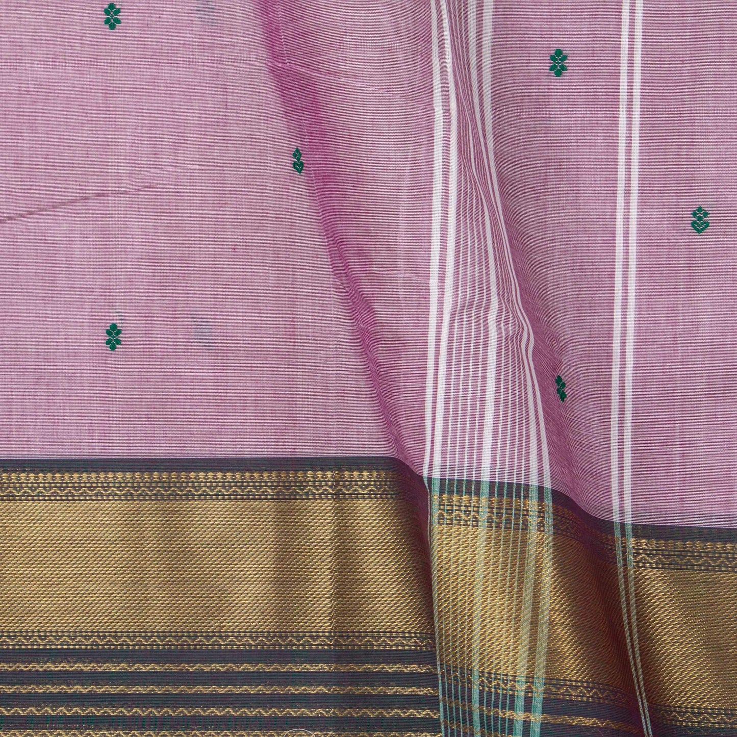 Lilac And Teal Kanchi Cotton Saree For Festive Wear PV MM KC 554