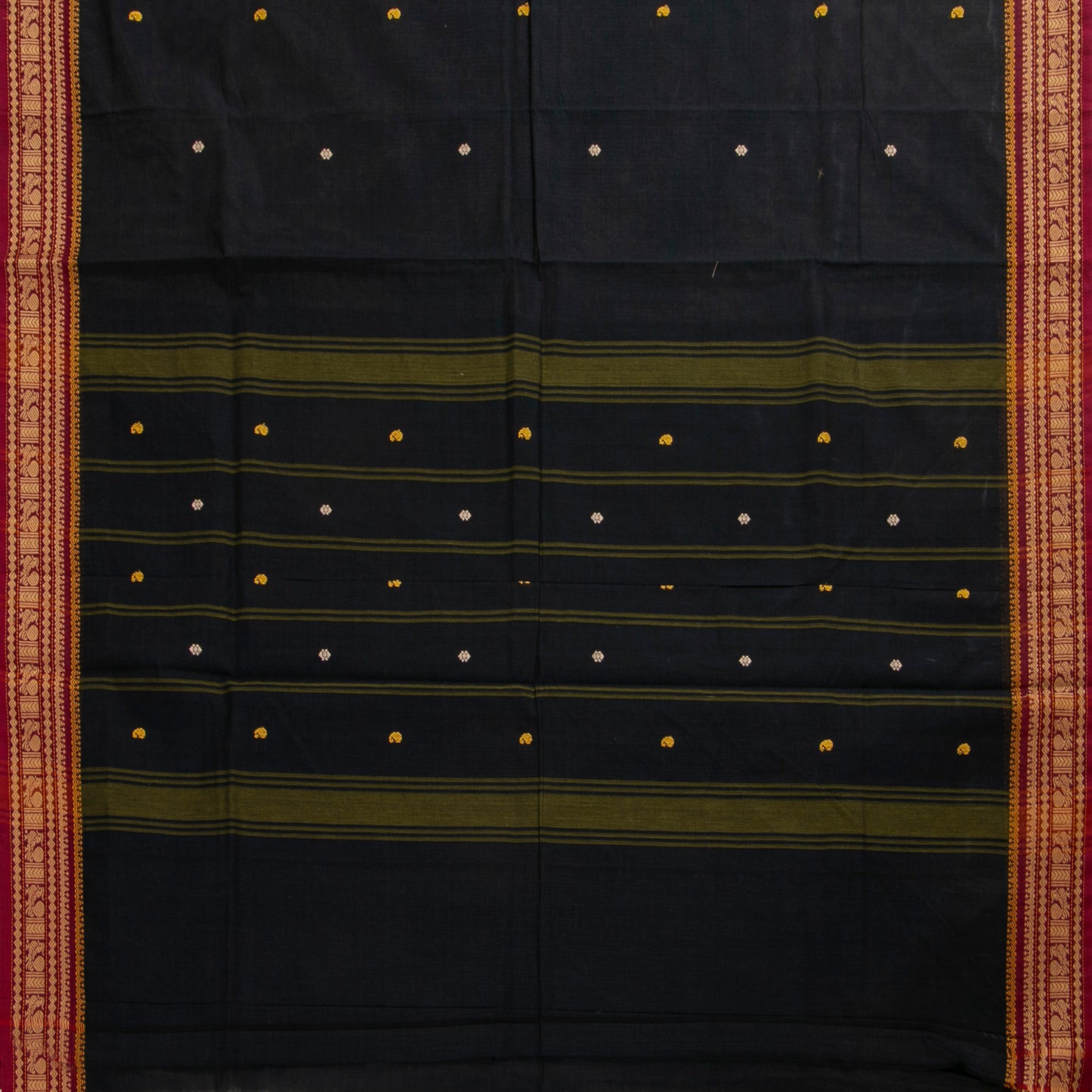 Black And Magenta Kanchi Cotton Saree PV MM KC 172