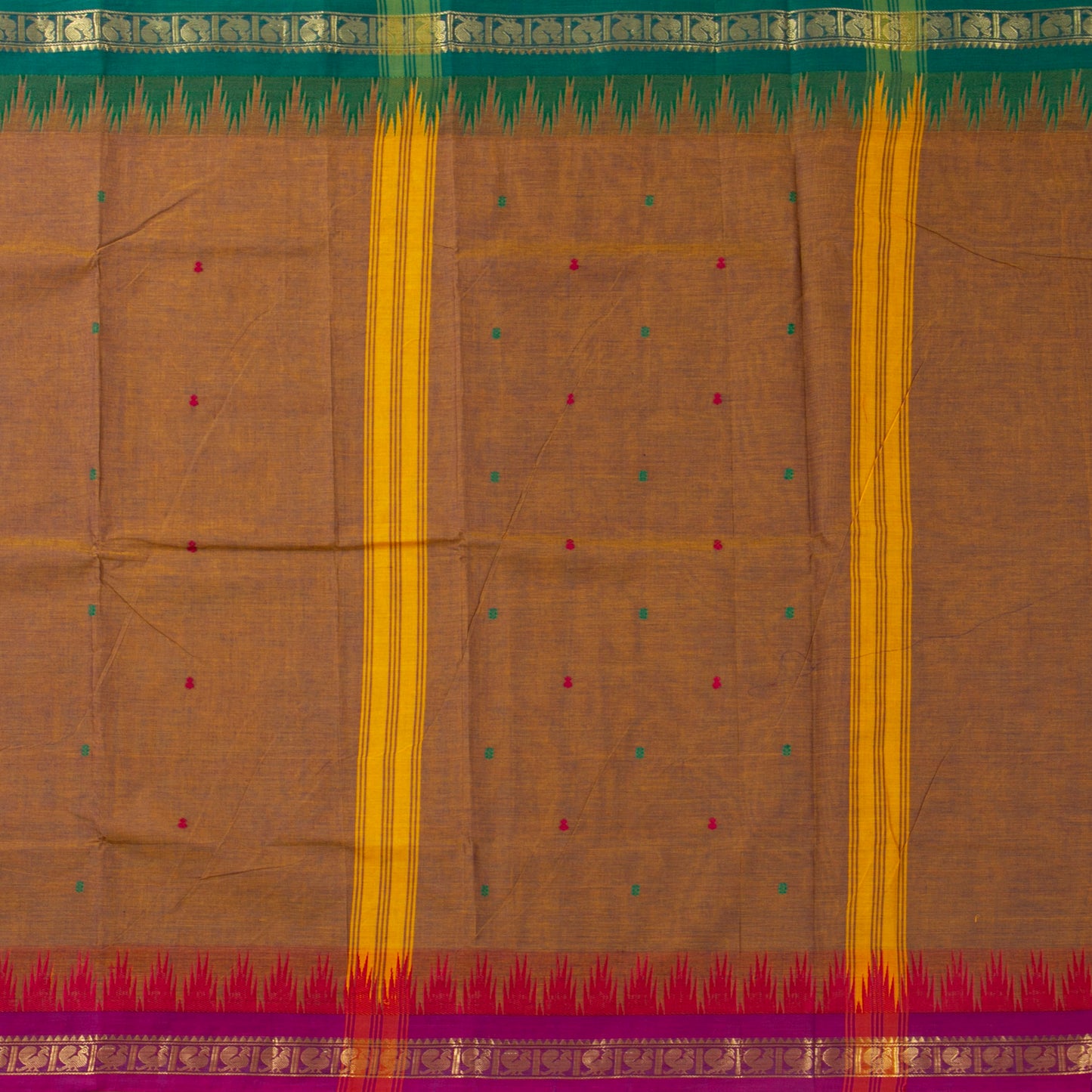 Mustard Kanchi Cotton Saree Ganga Jamuna Border PV MM KC 209