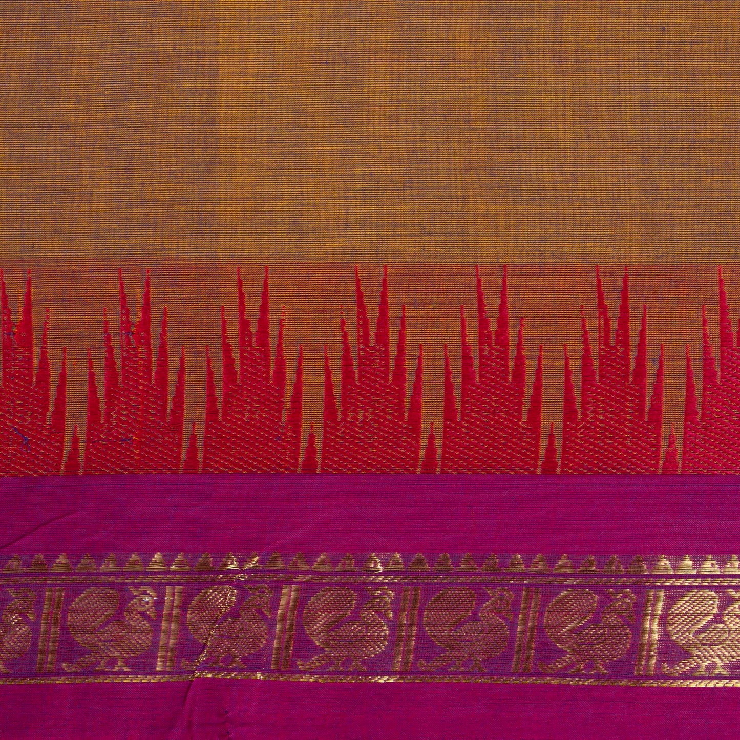 Mustard Kanchi Cotton Saree Ganga Jamuna Border PV MM KC 209