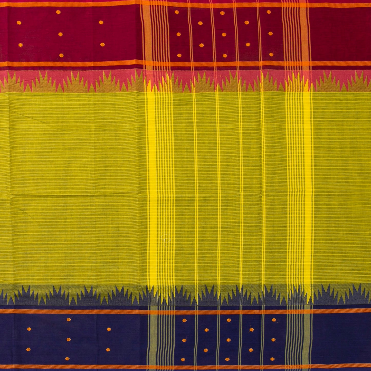 Green Kanchi Cotton Saree Ganga Jamuna Border PV MM KC 200