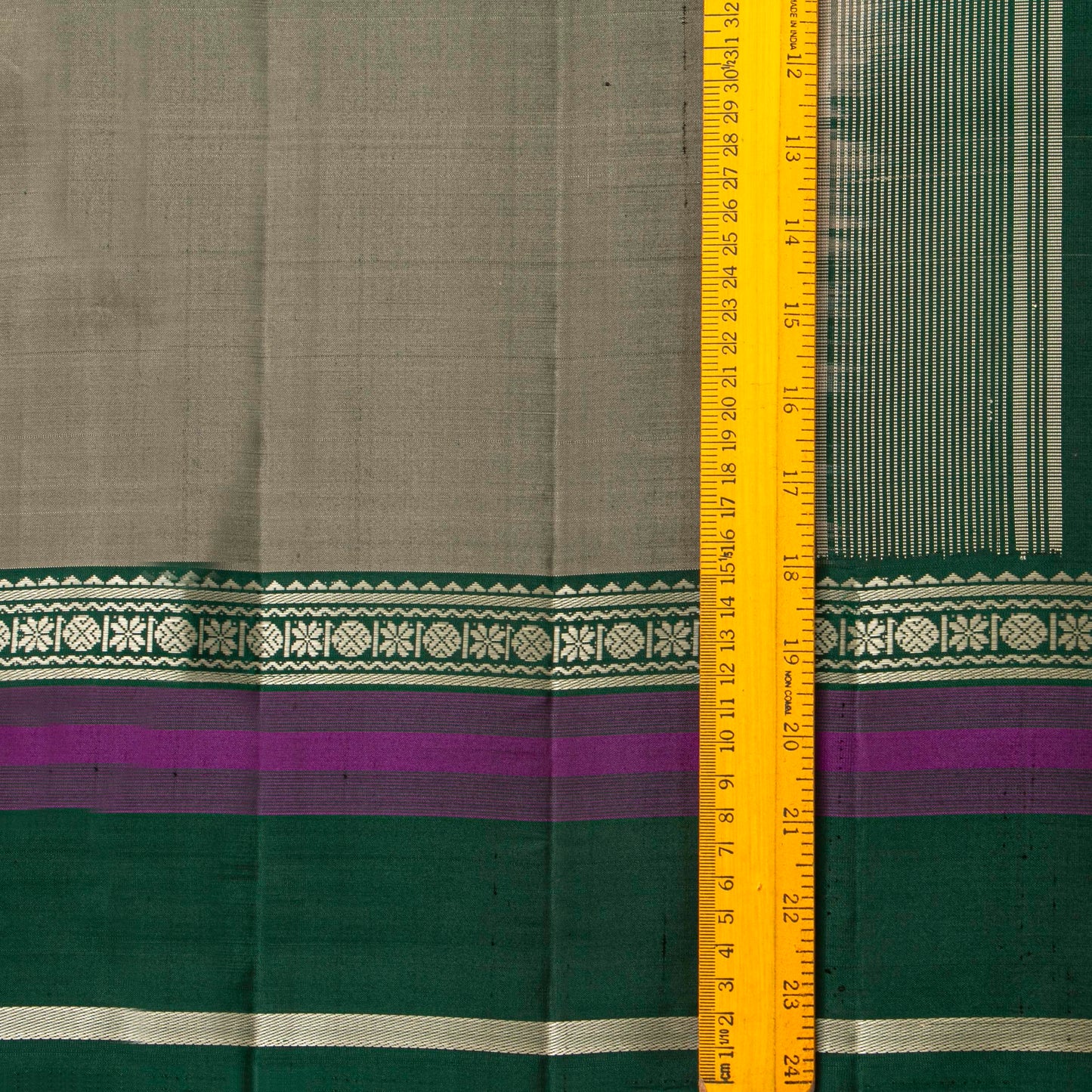 Beige And Green Kanchipuram Silk Saree For Office Wear PV KNN 329