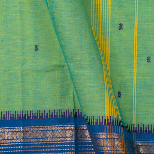 Green And Blue Kanchi Cotton Saree For Festive Wear PV MM KC 529