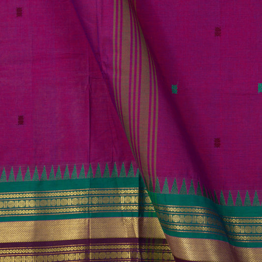 Magenta And Teal Kanchi Cotton Saree For Festive Wear PV MM KC 549 - Cotton Saree - Panjavarnam PV MM KC 549