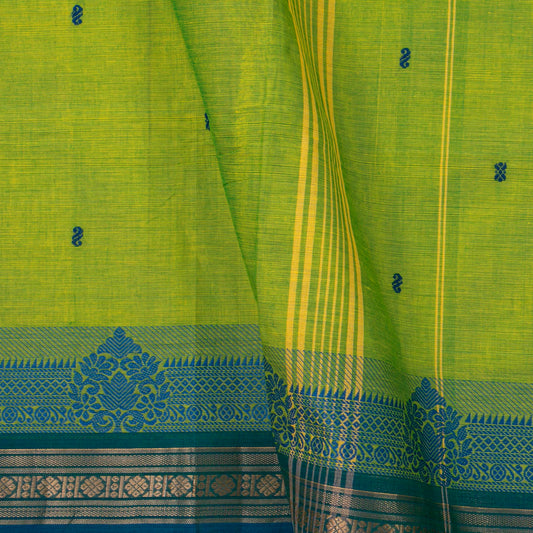 Green And Blue Kanchi Cotton Saree For Festive Wear PV MM KC 593