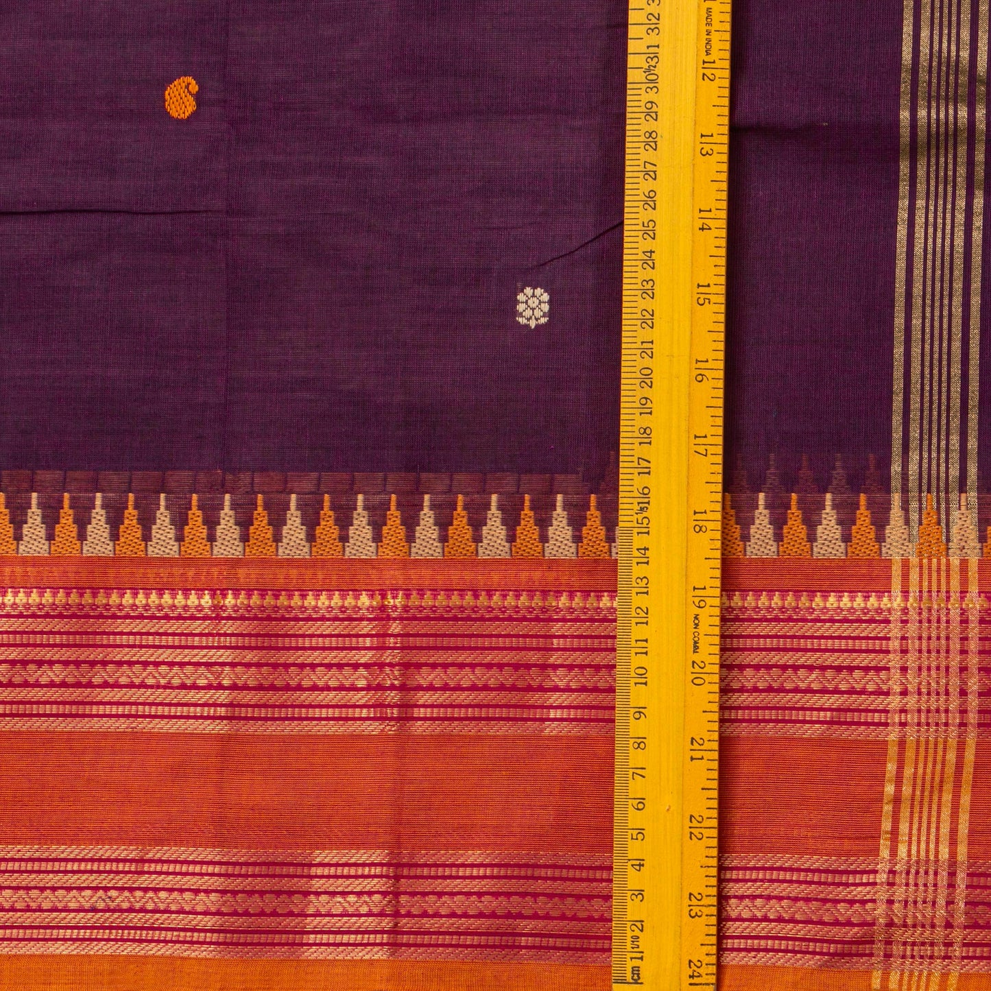 Wine And Orange Kanchi Cotton Saree For Festive Wear PV MM KC 565