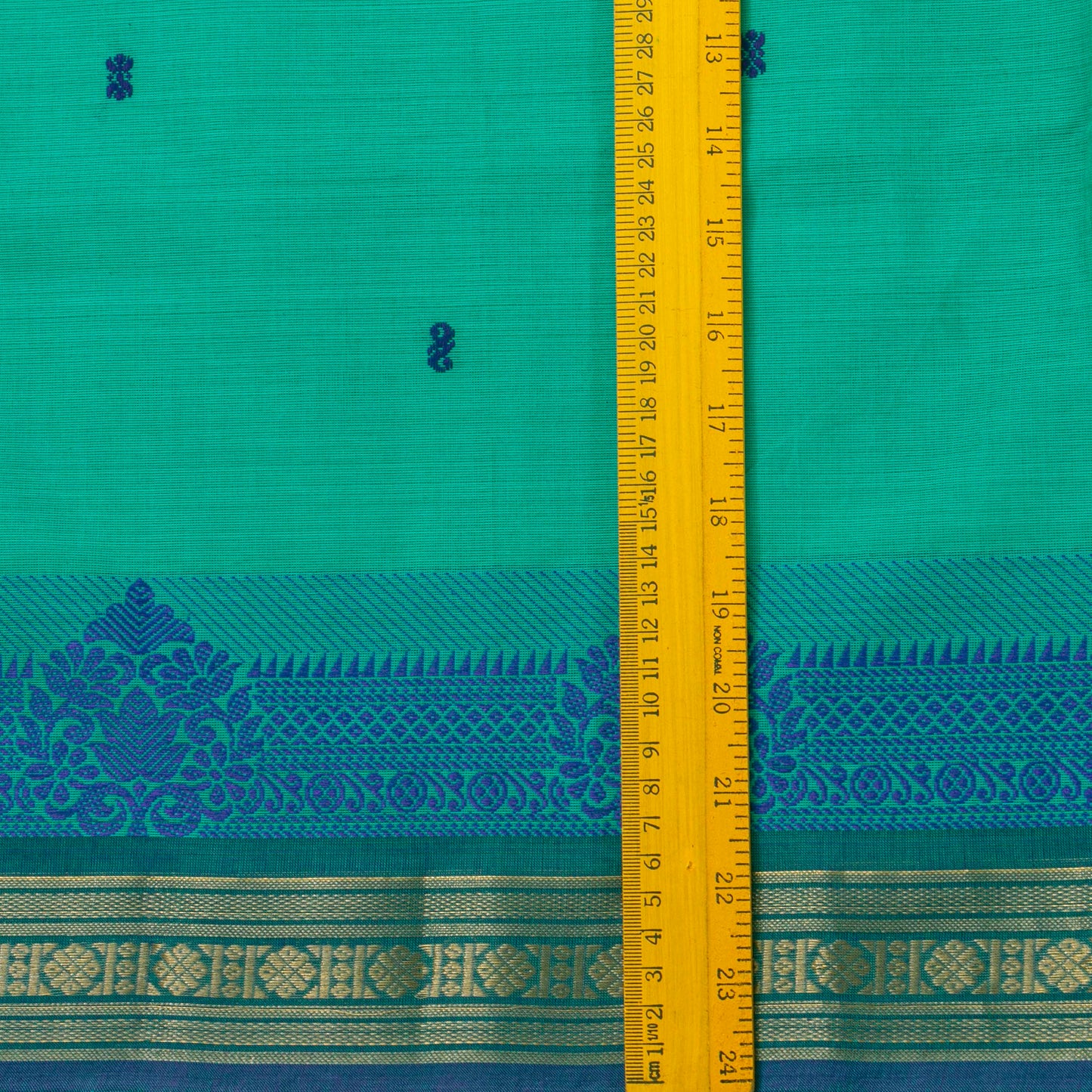 Turquoise Blue Kanchi Cotton Saree For Festive Wear PV MM KC 571