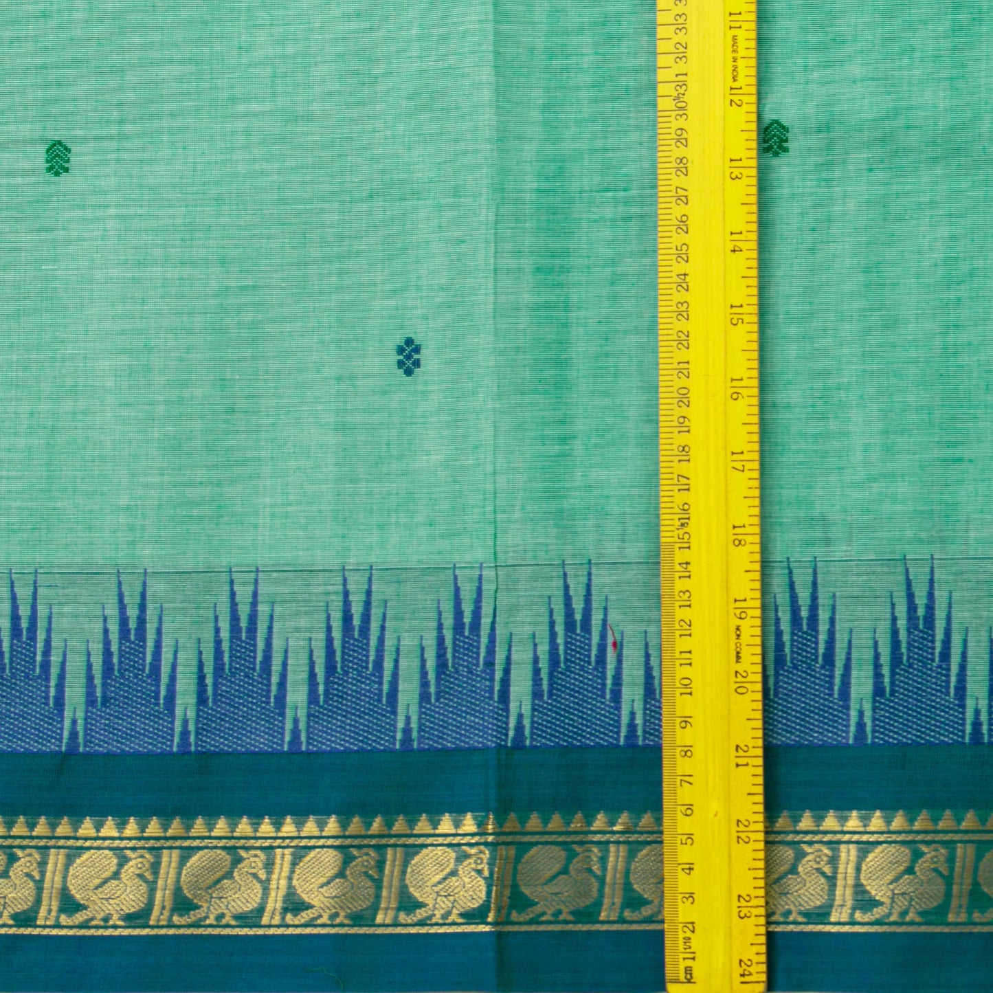Aqua Blue Kanchi Cotton Saree With Ganga Jamuna Border For Festive Wear PV MM KC 483