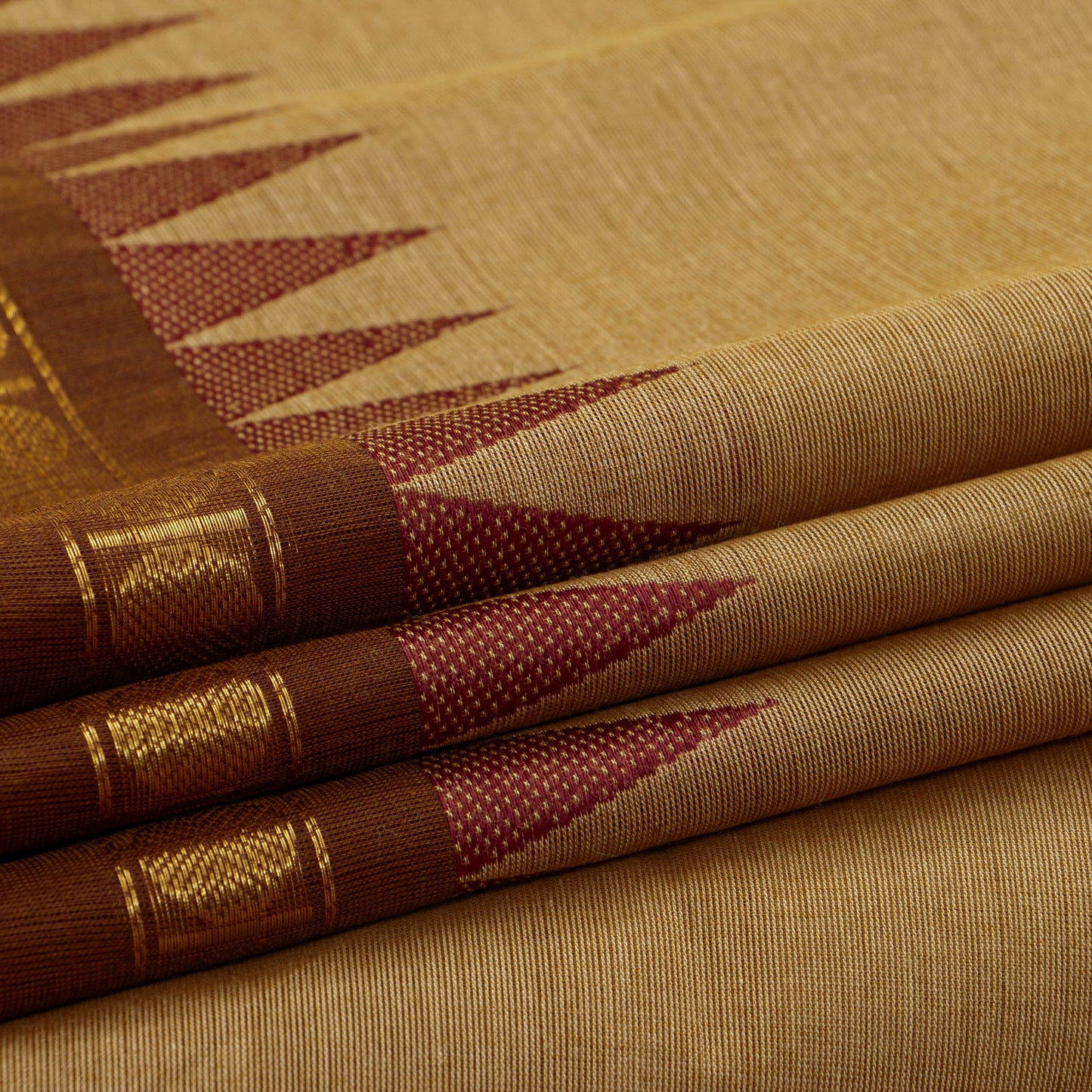 Beige And Brown Kanchi Cotton Saree For Festive Wear PV MM KC 419