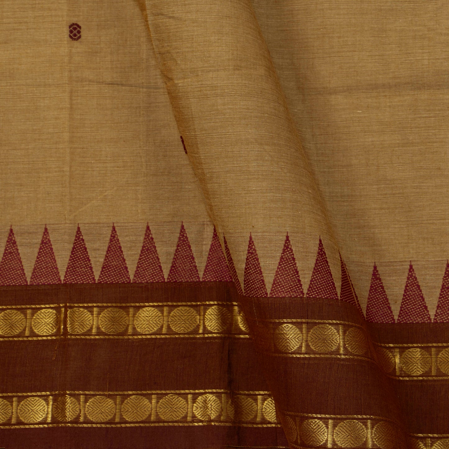 Beige And Brown Kanchi Cotton Saree For Festive Wear PV MM KC 419