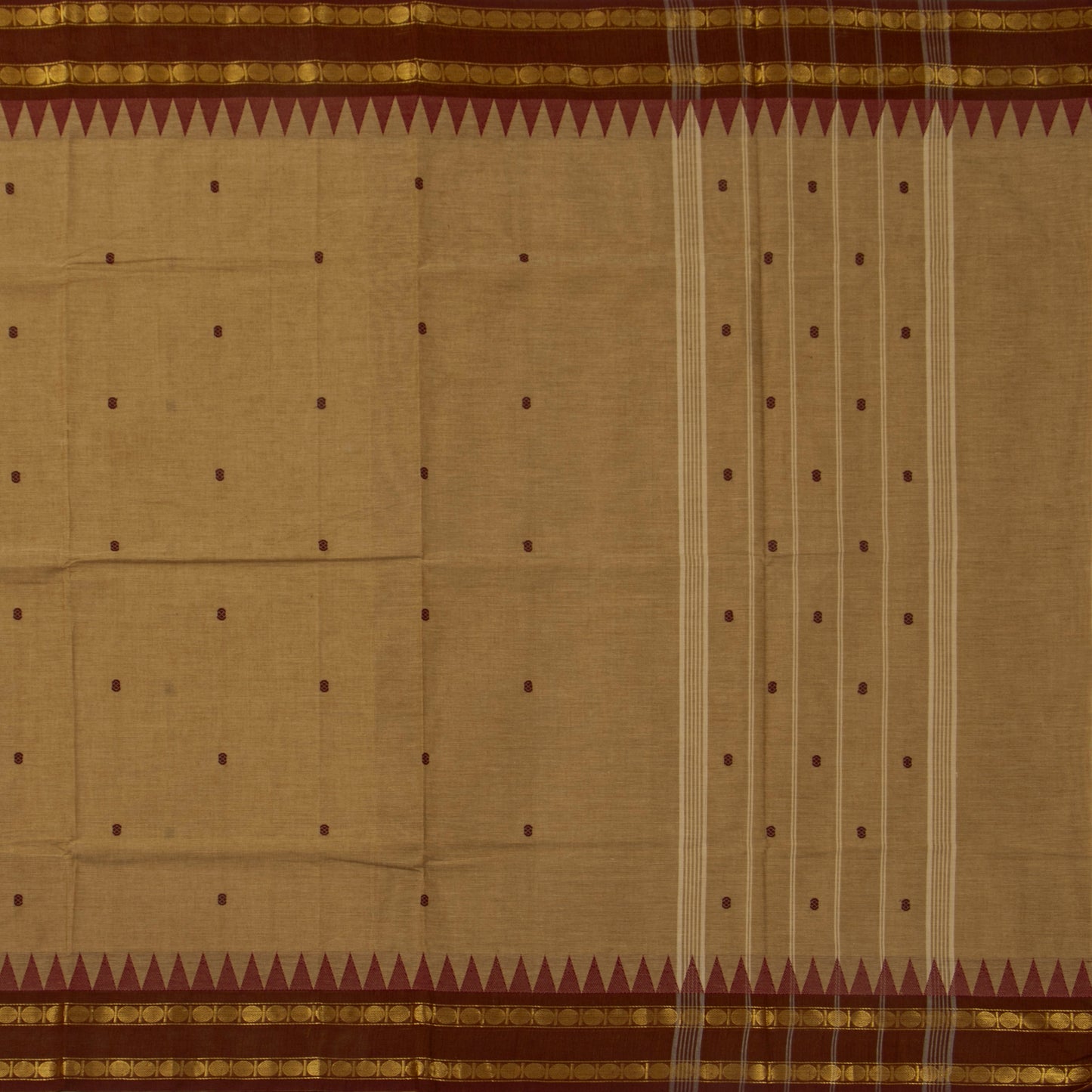 Beige And Brown Kanchi Cotton Saree For Festive Wear PV MM KC 419