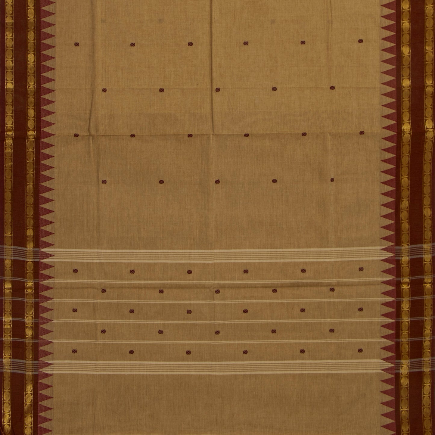 Beige And Brown Kanchi Cotton Saree For Festive Wear PV MM KC 419