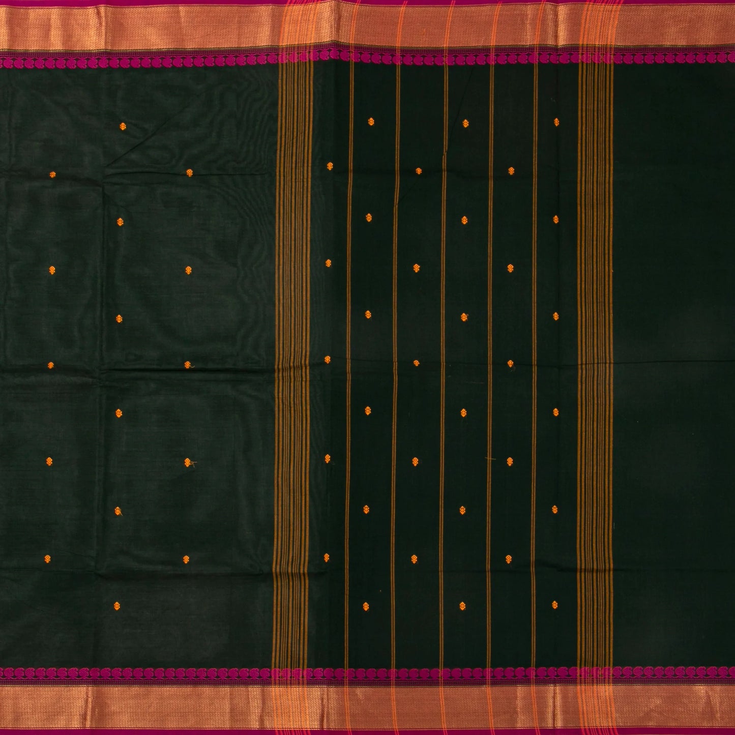 Black And Pink Kanchi Cotton Saree For Festive Wear PV MM KC 494