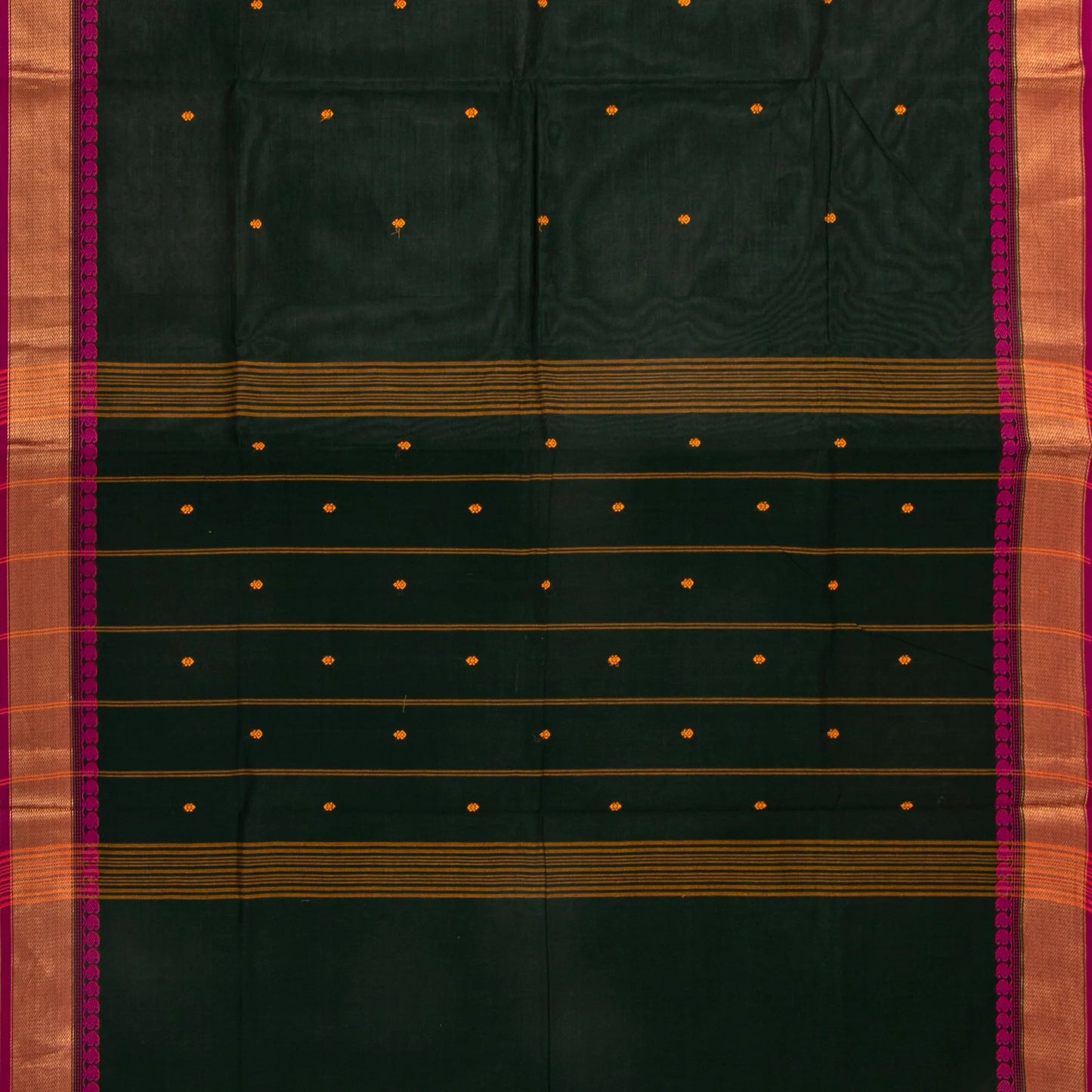 Black And Pink Kanchi Cotton Saree For Festive Wear PV MM KC 494
