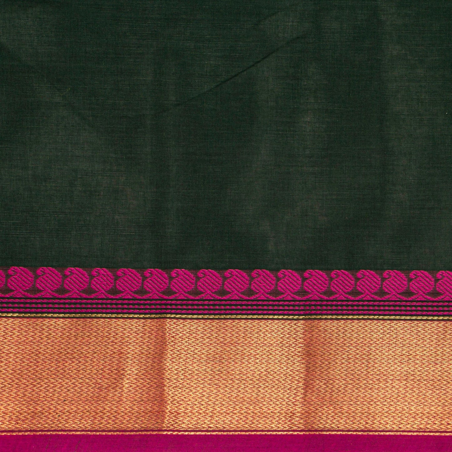 Black And Pink Kanchi Cotton Saree For Festive Wear PV MM KC 494