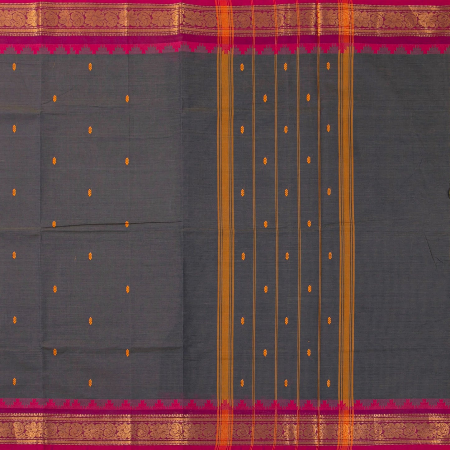 Grey And Pink Kanchi Cotton Saree For Festive Wear PV MM KC 486