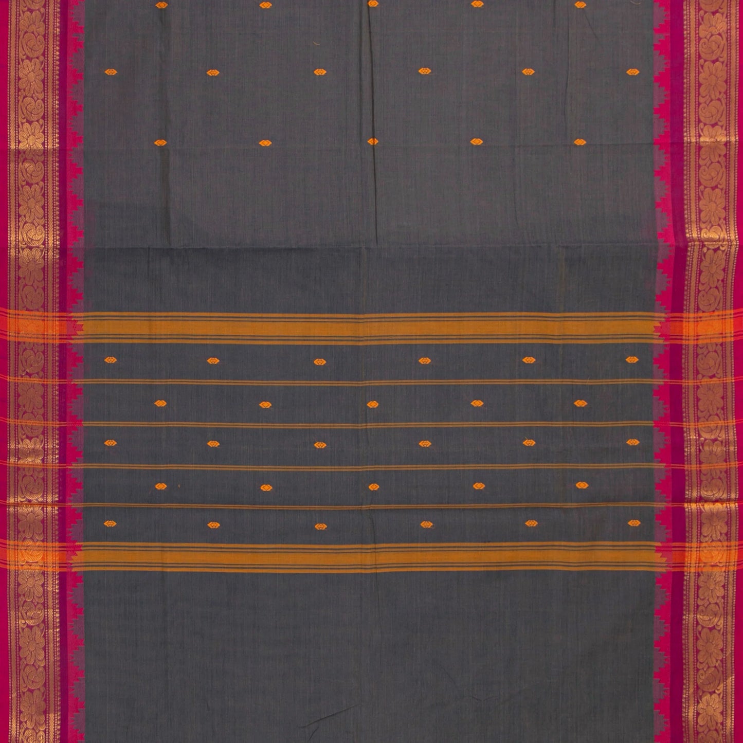 Grey And Pink Kanchi Cotton Saree For Festive Wear PV MM KC 486