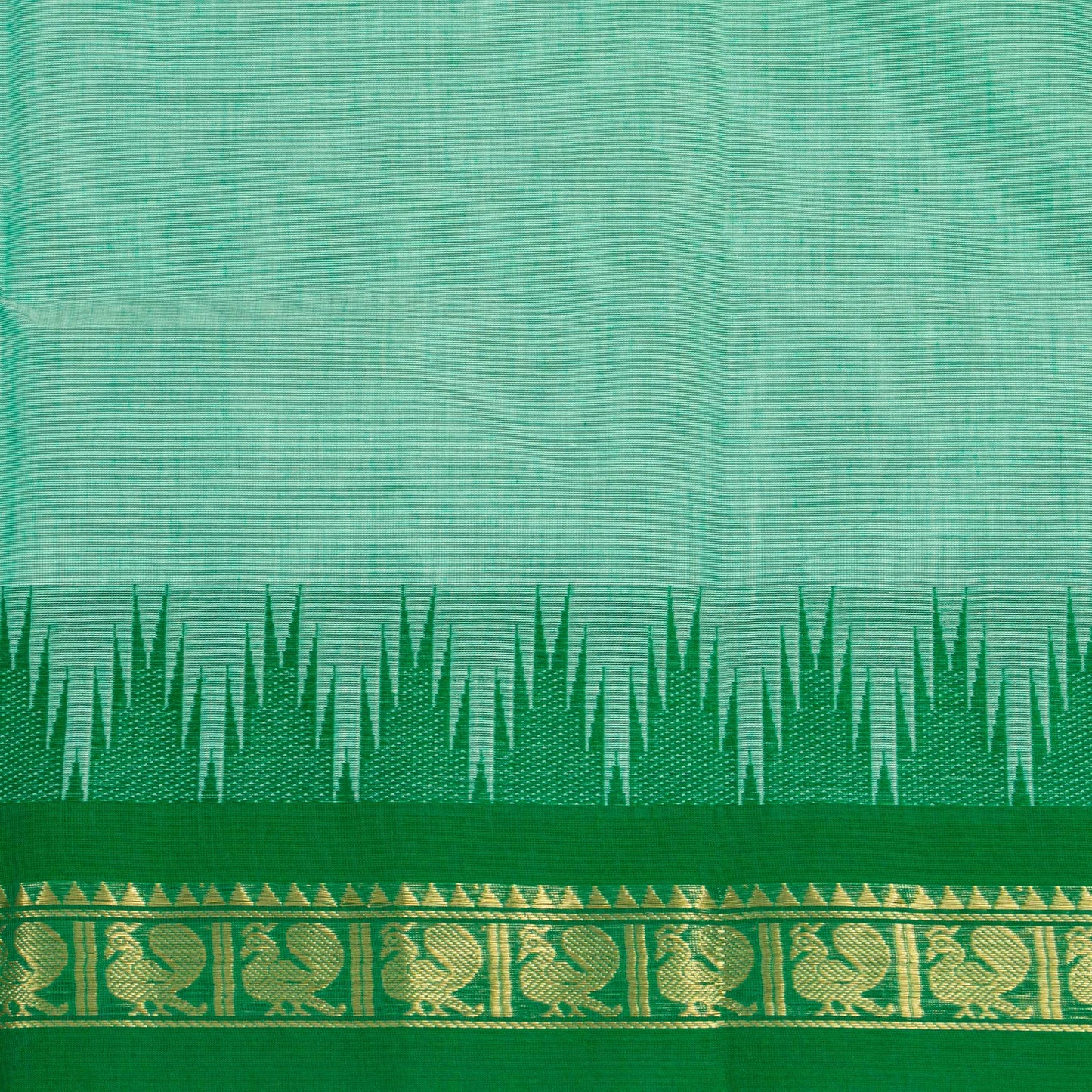 Aqua Blue Kanchi Cotton Saree With Ganga Jamuna Border For Festive Wear PV MM KC 483