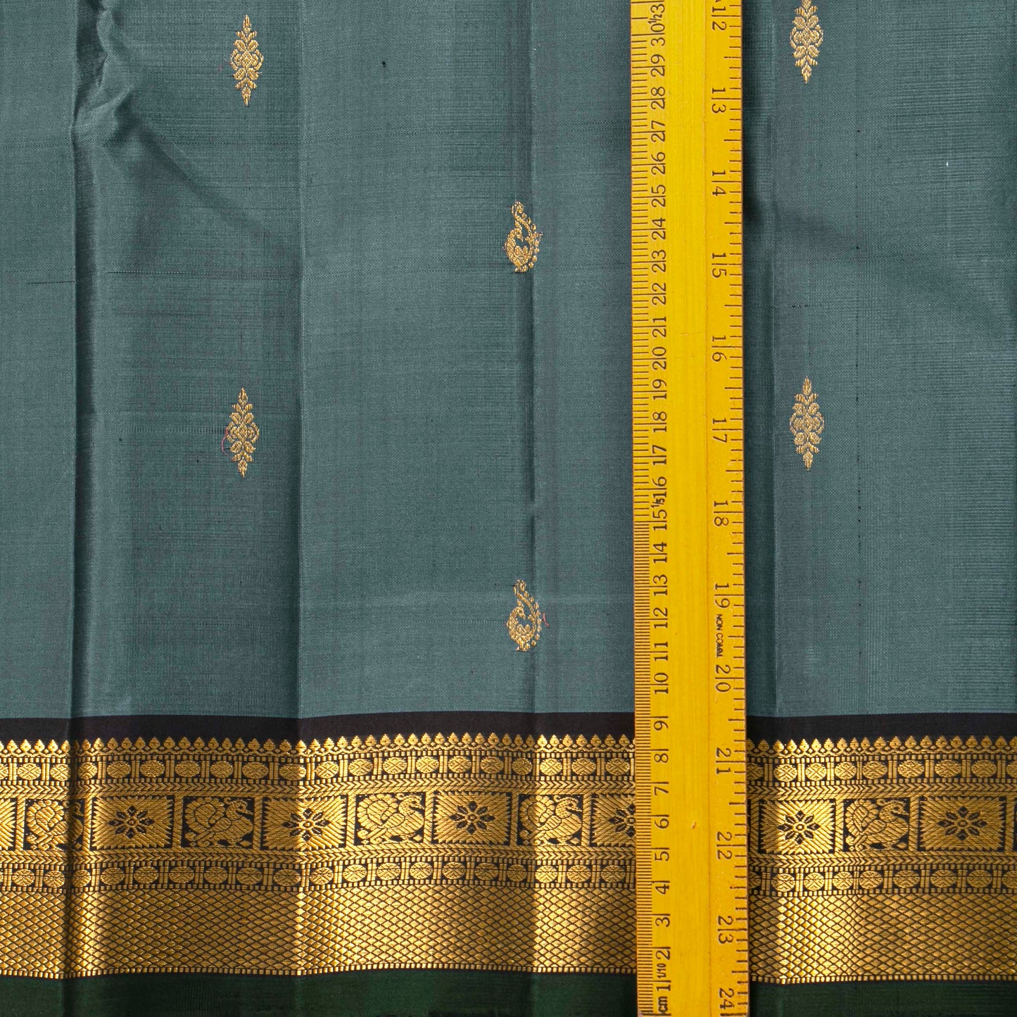 Grey And Black Kanchipuram Silk Saree For Wedding Wear PV VIS 111