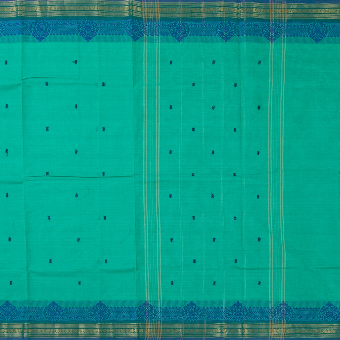 Turquoise Blue Kanchi Cotton Saree For Festive Wear PV MM KC 571